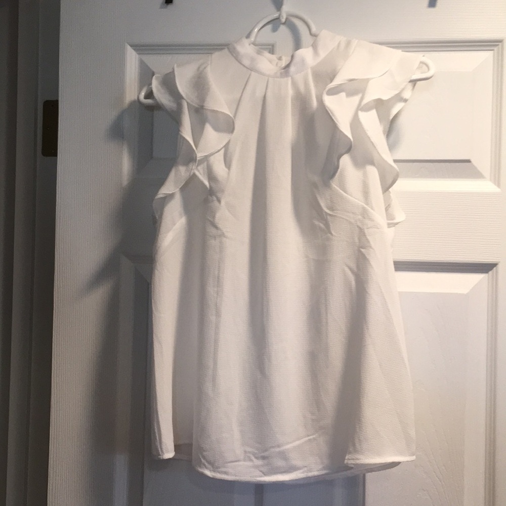NWT White Flutter Sleeve Blouse